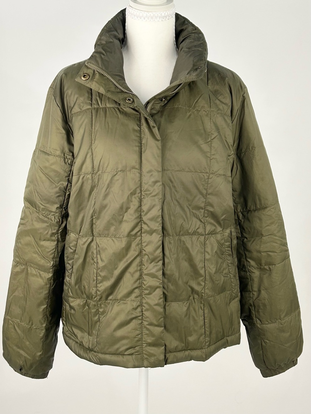 Madewell Travel Buddy Packable Puffer Jacket Olive Green M PrimaLoft